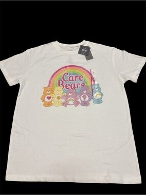 Grayson Threads White Care Bears Rainbow Graphic Tee